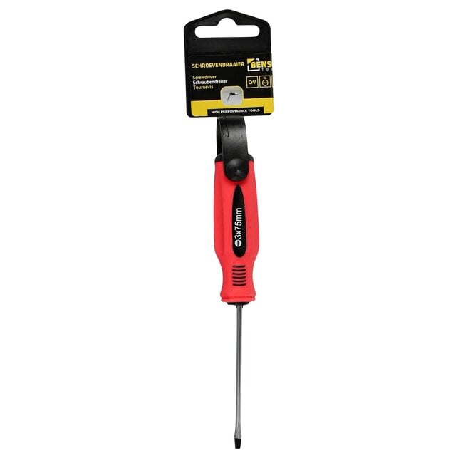 Benson Platte schroevendraaier - uitstekende grip - 3 x 75 mm - rood/zwart