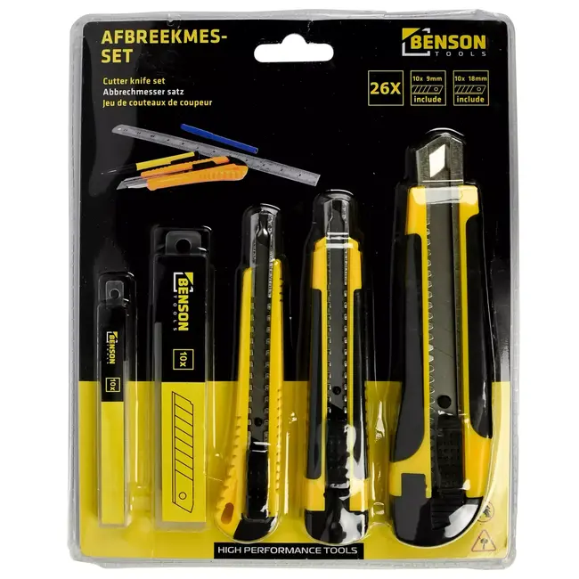 Benson Afbreekmessenset - Inclusief reserve mesjes - 26-delig - 9 en 18 mm
