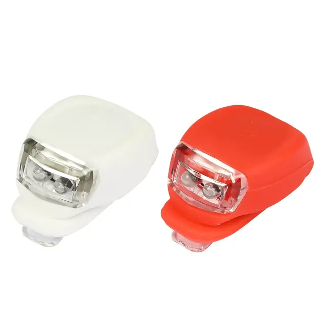 Benson LED fietslamp set - silicone - waterdicht - 3 standen - 2 delig - rood/wit