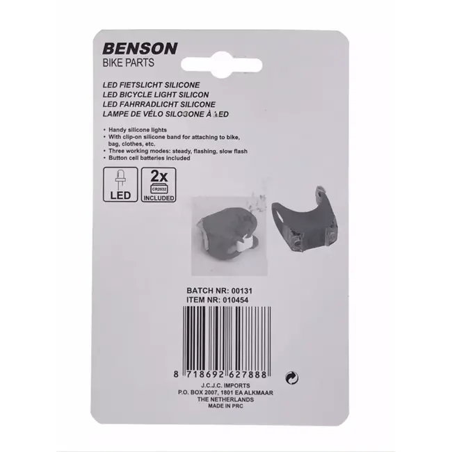 Benson Waterdichte siliconen fietslampjes - set van 2 - eenvoudig te bevestigen