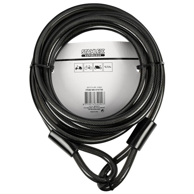 Stahlex Staalkabel met lussen - 5 meter - 12 mm dik - Geplastificeerd - Roestbestendig