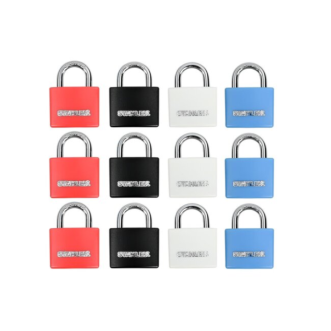 Stahlex Kleurrijk aluminium hangslot - 30 mm - gelijksluitend - set van 3