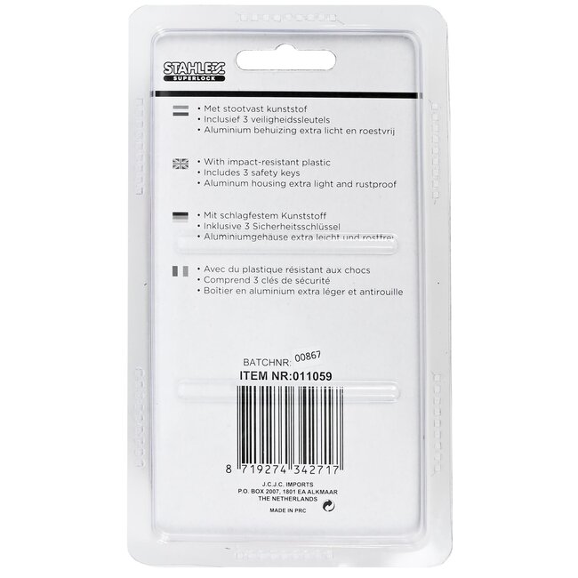 Stahlex Kleurrijk aluminium hangslot - 30 mm - gelijksluitend - set van 3