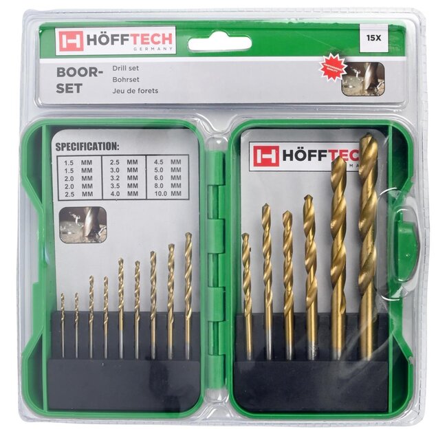Hofftech Boorcassette HSS - 15-delig - 1,5-10 mm - Voor metaalbewerking