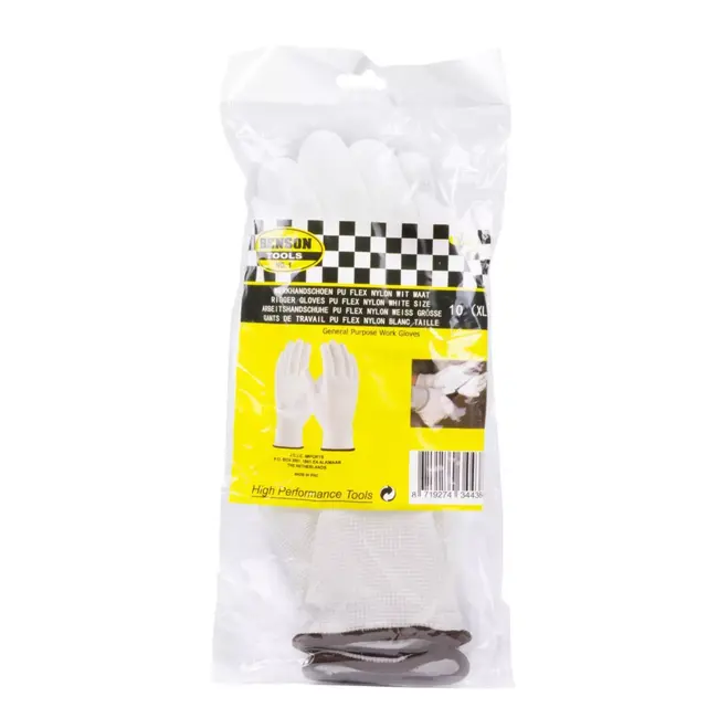 Benson Werkhandschoenen - PU Flex Nylon - Schilderen - Maat 10 (XL) - Wit