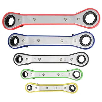 Benson Kleurrijke ring ratelsleutelset - 5-delig - 6 t/m 21 mm - Metrisch - Gebogen ontwerp