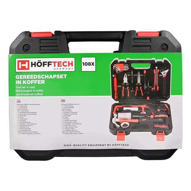 Hofftech Complete gereedschapset in handige koffer - 108 delig - overzichtelijk en draagbaar