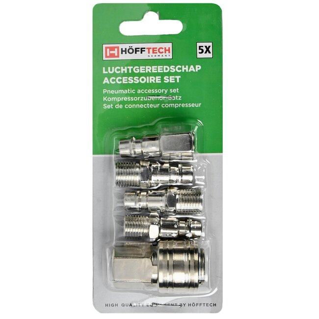Hofftech Set luchtkoppelingen - 1/4" - 5-delig - voor persluchtsystemen - betrouwbare kwaliteit