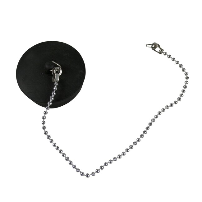 Benson Gootsteendop met ketting - middelgroot - rubber en RVS - 25 cm ketting