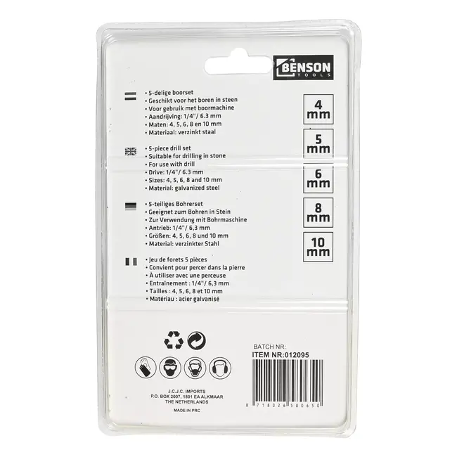 Hofftech Boor- en bitset voor steen - Ø 4-10 mm - 5-delig