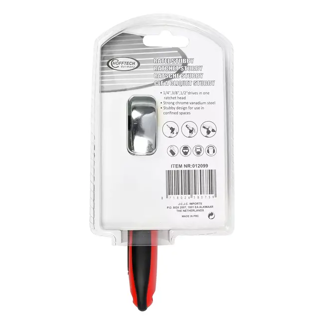 Hofftech Universele stubby ratelsleutel - 3 in 1 - 72 tands - 135 mm - ergonomische greep