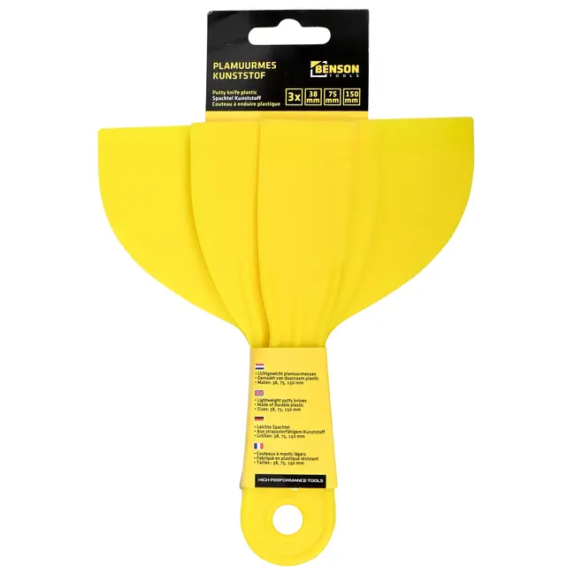 Benson Plamuurmessen set - Kunststof - 3 maten - Lichtgewicht - Duurzaam - 3-delig