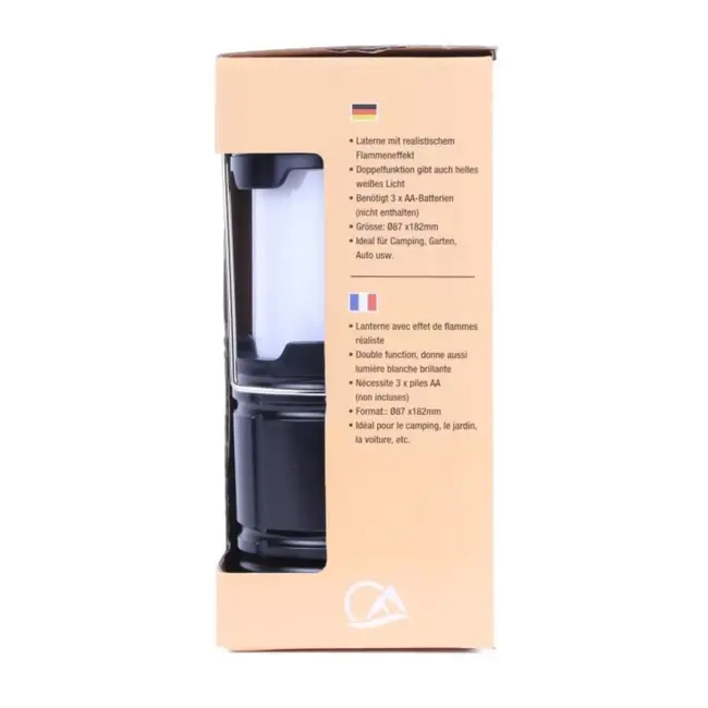 Benson Campinglamp - Flame effect - 2 in 1 - Ø 87 x 182 mm - Met dimmer en draagbeugel