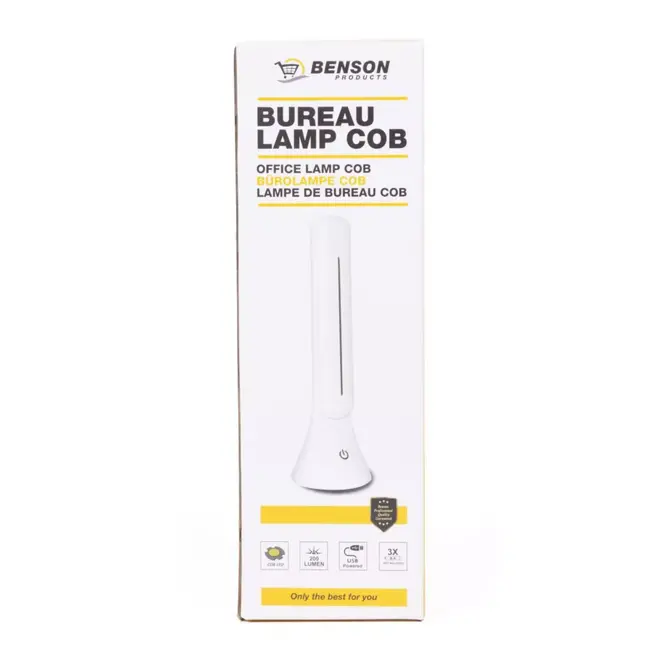 Benson Oplaadbare LED bureaulamp - 3 dimbare standen - compact - wit - 25 cm