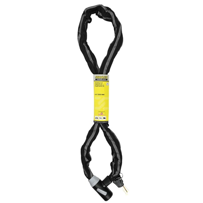 Stahlex Kettingslot - Gehard Staal - SuperSafe Cilinder - 120 cm - Zwart