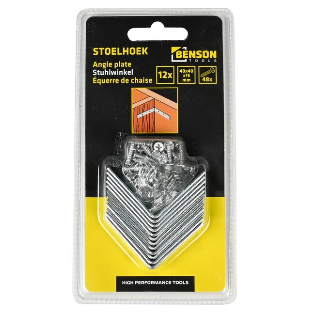 Benson Stoelhoek - IJzer - Inclusief Schroeven - 40 x 40 x 15 mm - 12 stuks - Roestbestendig