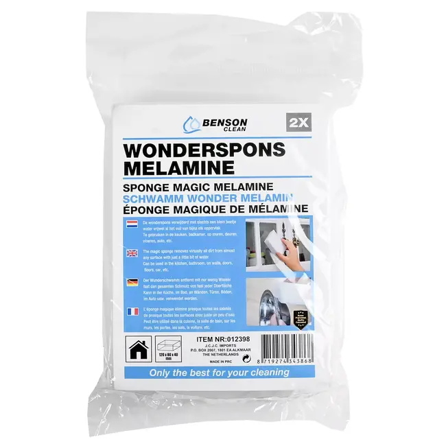 Benson Magische wonderspons - schoonmaakspons - 12 x 8 cm - 2 stuks - alleen water nodig