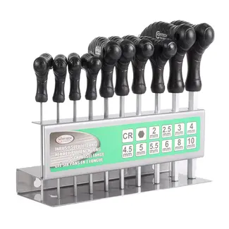 Hofftech T-greep inbussleutelset - Ergonomisch - 2-10 mm - Inclusief opbergrek - 10 stuks Hofftech T-greep inbussleutelset - Ergonomisch - 2-10 mm - Inclusief opbergrek - 10 stuks