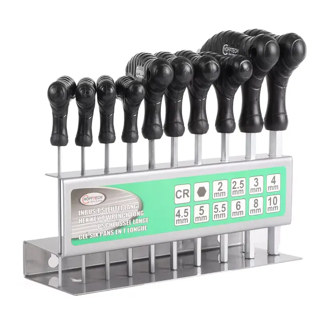 Hofftech T-greep inbussleutelset - Ergonomisch - 2-10 mm - Inclusief opbergrek - 10 stuks
