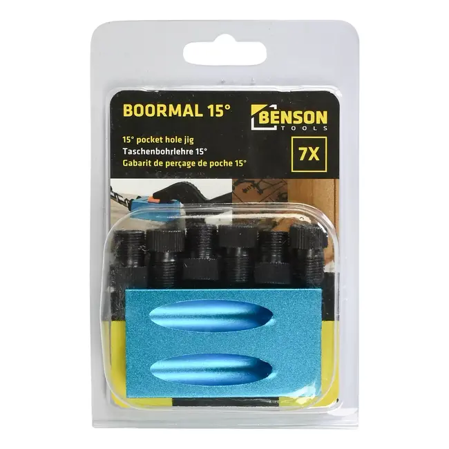 Benson Boormal 15 graden - 7-delige aluminium set voor nauwkeurige houtverbindingen
