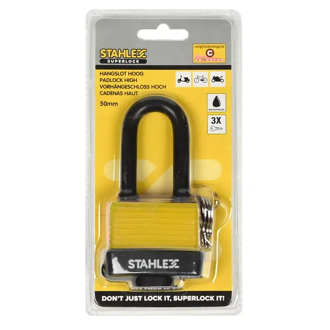 Stahlex Waterbestendig hangslot - 50 mm - Beschermkapje - Kunststof bekleding - Gehard staal