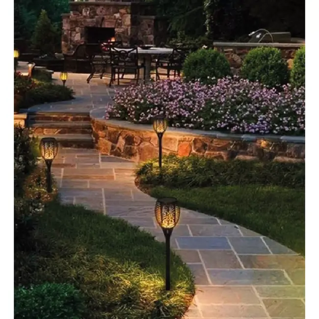 Benson Tuinlamp met vlameffect - Zonne-energie - Set van 2 - Ø 12 cm x 74 cm