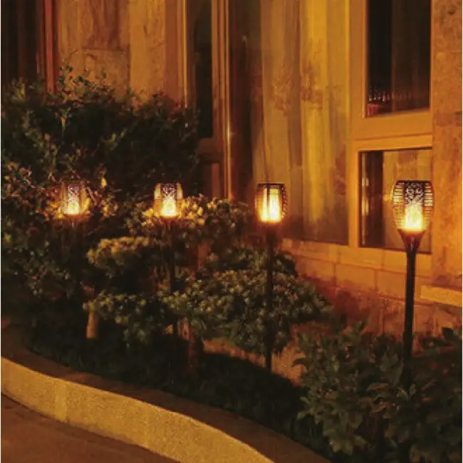 Benson Tuinlamp met vlameffect - Zonne-energie - Set van 2 - Ø 12 cm x 74 cm