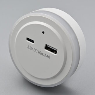 Benson Nachtlamp met USB-A & USB-C - 17 Watt - Dag/Nacht Sensor - 5V DC 3.4A