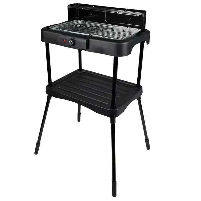 Benson Elektrische 2-in-1 BBQ - Binnen en buiten - Traploze thermostaat - Windscherm - 39x23 cm