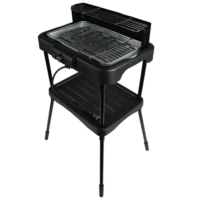 Benson Elektrische 2-in-1 BBQ - Binnen en buiten - Traploze thermostaat - Windscherm - 39x23 cm