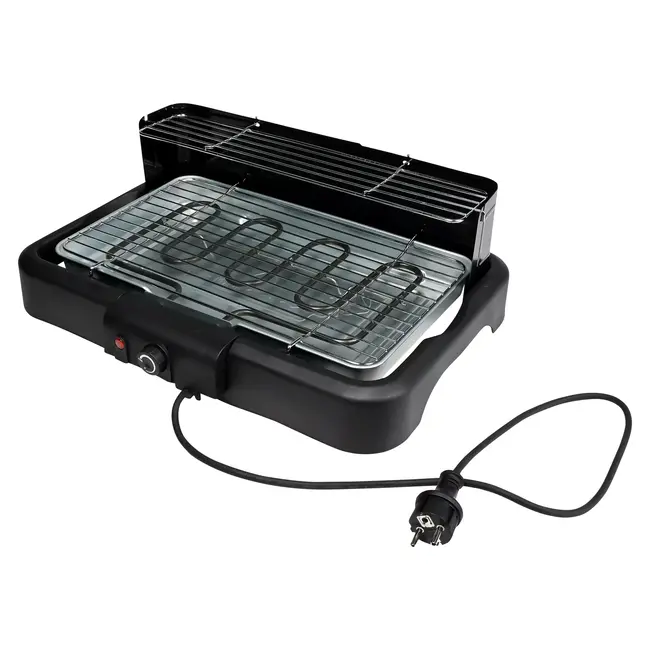 Benson Elektrische 2-in-1 BBQ - Binnen en buiten - Traploze thermostaat - Windscherm - 39x23 cm