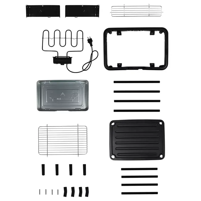 Benson Elektrische 2-in-1 BBQ - Binnen en buiten - Traploze thermostaat - Windscherm - 39x23 cm