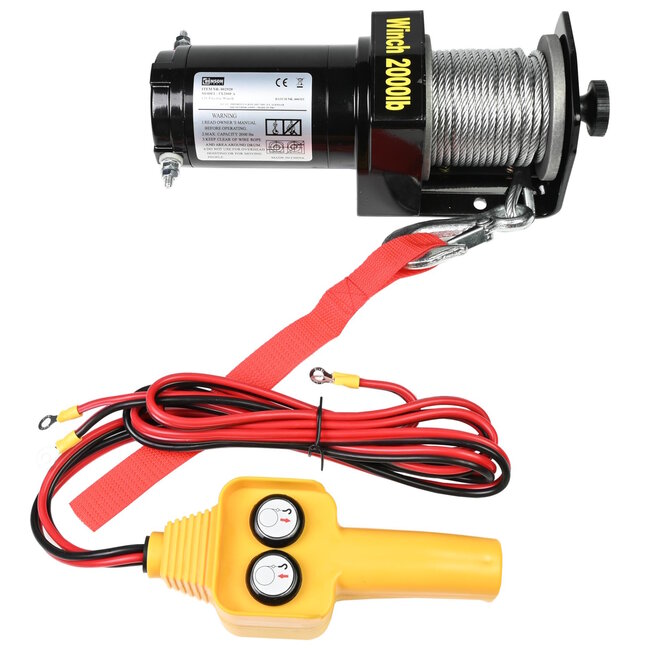 Benson Elektrische Lier 12V - 2000 lbs - Met Afstandsbediening - 15m Kabel