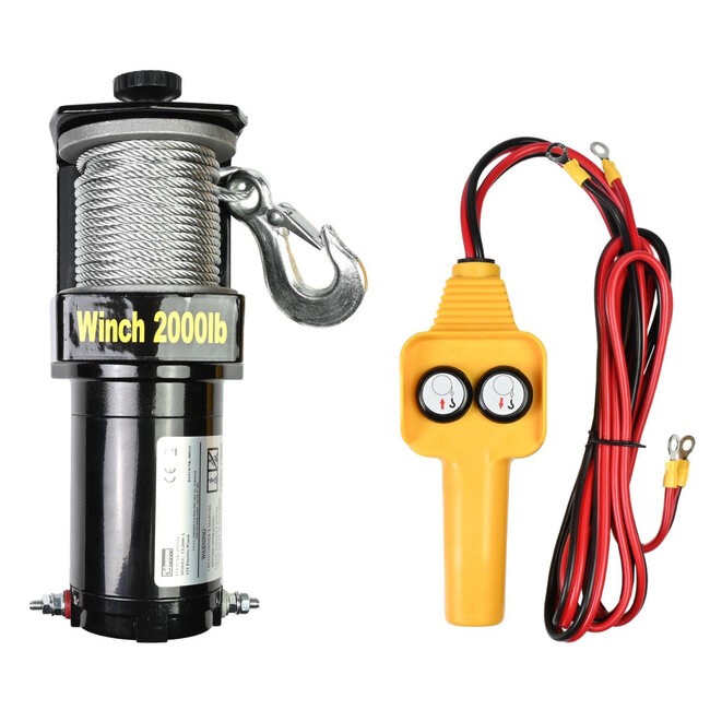 Benson Elektrische Lier 12V - 2000 lbs - Met Afstandsbediening - 15m Kabel