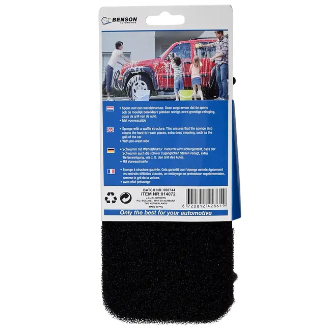 Benson Autospons Hard/Zacht - 22x11x6 cm - Wafelstructuur - Voor Dieptereiniging