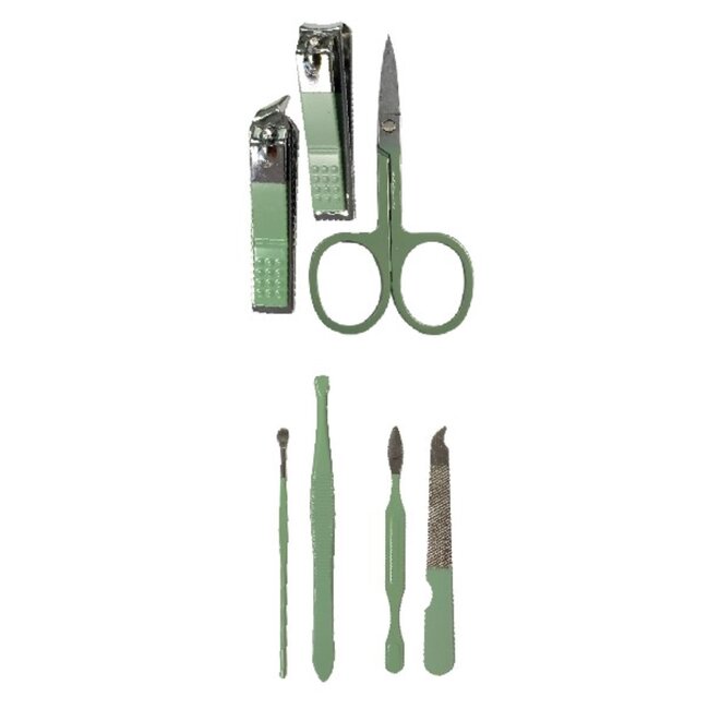 Benson Manicureset 7-delig - Compact - RVS - Kunstleren etui - Groen