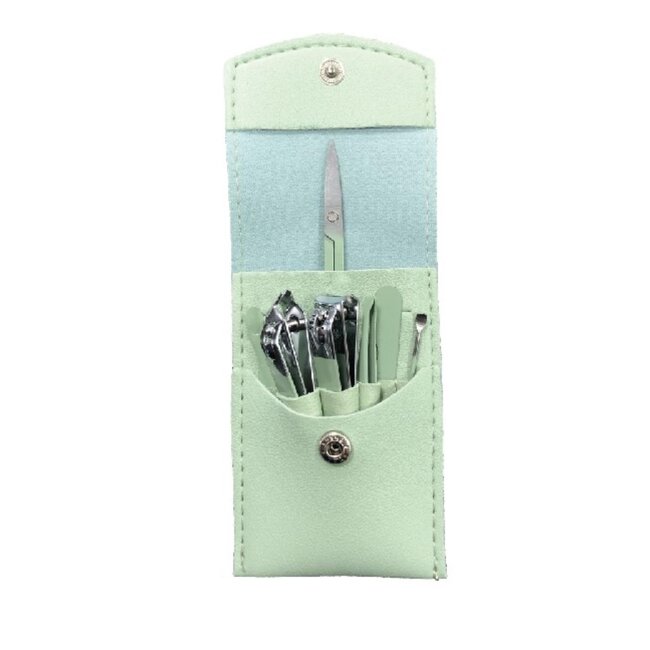 Benson Manicureset 7-delig - Compact - RVS - Kunstleren etui - Groen
