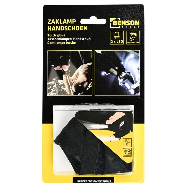 Benson Handschoen met LED-verlichting - Lichtgewicht - Universeel - 19 gram - Inclusief batterijen