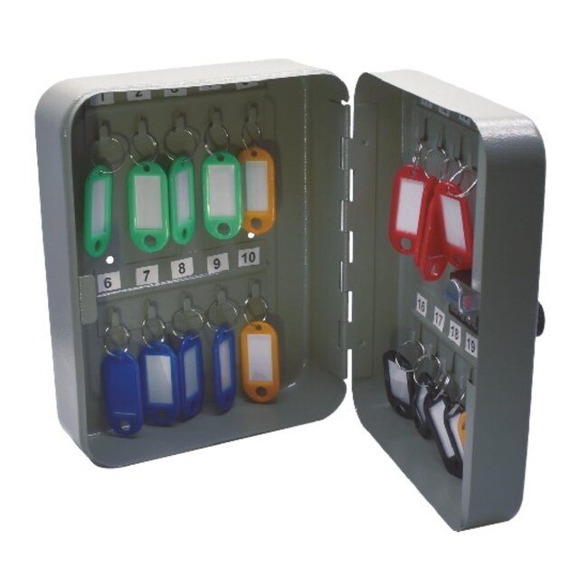 Stahlex Stalen sleutelkast - 20 haken - codeslot - compact en veilig