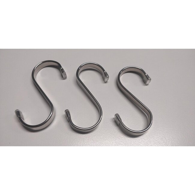 Benson Set platte S-haken - roestvrij staal - 70 mm - 3 stuks - stevig ontwerp