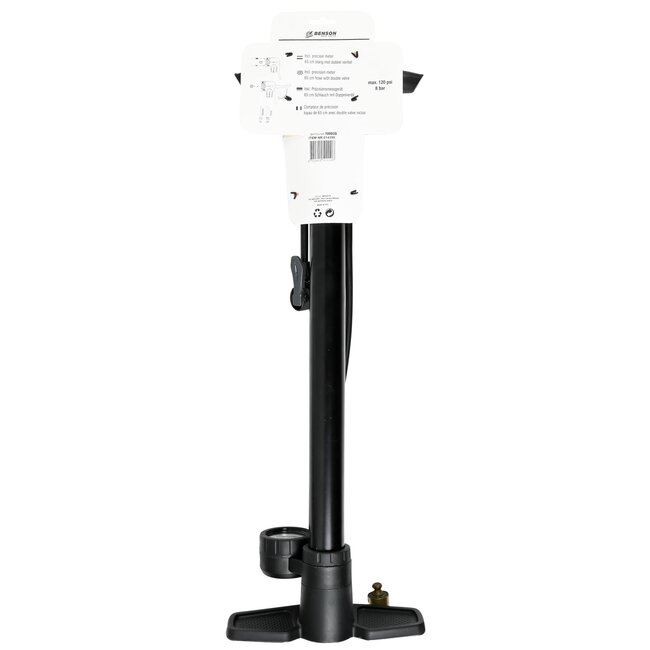Benson Fietspomp met manometer - dubbel ventiel - max. 8 bar - 65 cm slang - duurzaam ontwerp