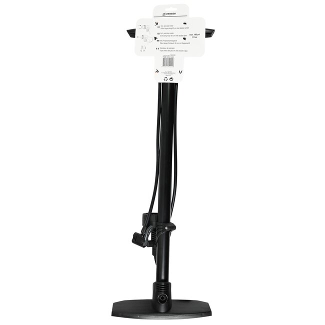Benson Luxe fietspomp - met manometer - dubbel ventiel - max. 160 psi - extra lange slang