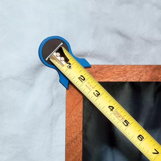 Silverline meethoek voor rolmaat - kunststof - magnetisch - sleuf 2,9 cm - blauw - voor laden, lijsten en dozen