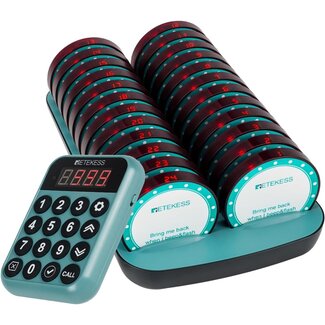 Retekess gastenoproepsysteem - kunststof - 38,1 x 23,4 x 23,4 cm - zwart - 400 m bereik, 7 modi - 24 ontvangers - horeca