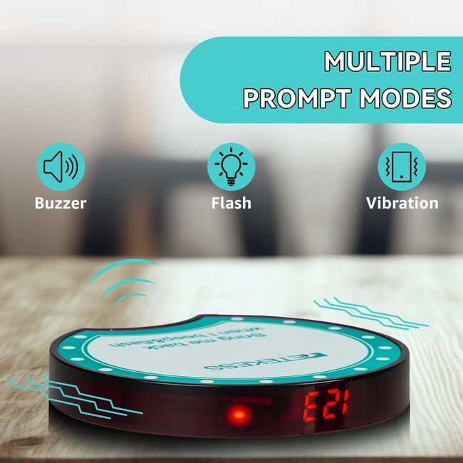 Retekess gastenoproepsysteem - kunststof - 38,1 x 23,4 x 23,4 cm - zwart - 400 m bereik, 7 modi - 24 ontvangers - horeca