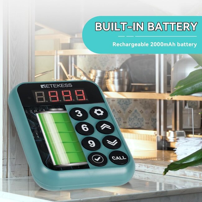 Retekess gastenoproepsysteem - kunststof - 38,1 x 23,4 x 23,4 cm - zwart - 400 m bereik, 7 modi - 24 ontvangers - horeca