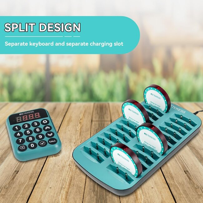 Retekess gastenoproepsysteem - kunststof - 38,1 x 23,4 x 23,4 cm - zwart - 400 m bereik, 7 modi - 24 ontvangers - horeca