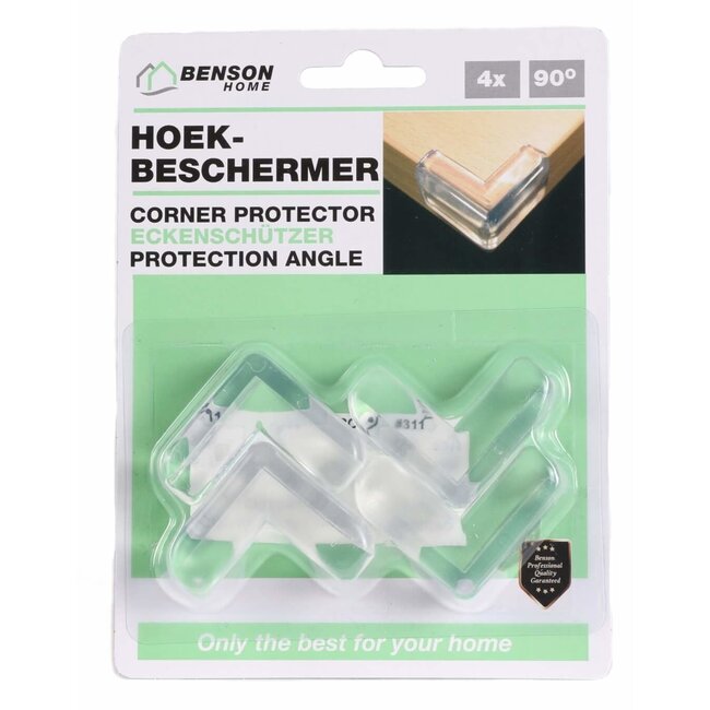 Benson Transparante hoekbeschermers - 90 graden - 4 stuks - kinderveiligheid - PVC en acryl