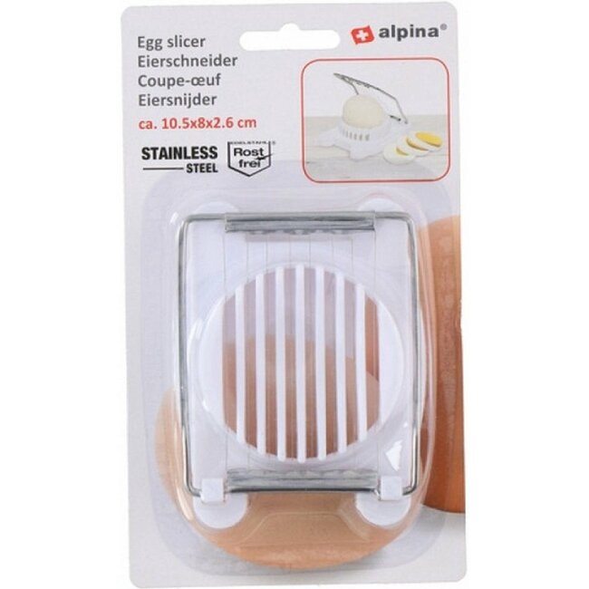 Alpina Compacte eiersnijder - RVS - vaatwasserbestendig - 10x8x3 cm - wit