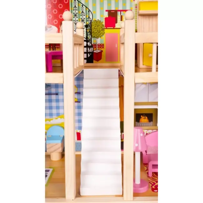 Kruzzel Houten Poppenhuis - Villa met Zwembad - Inclusief LED Verlichting en Meubels